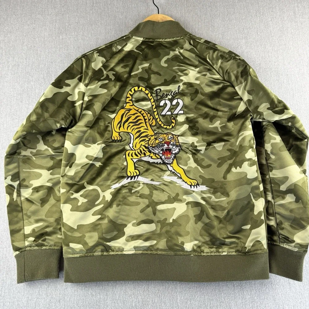 The Childrens Place Camo Bomber Jacket Tiger Bengal‎ 22 Youth XL 14 Zip